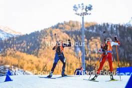 14.01.2022, Ruhpolding, Germany (GER): Franziska Hildebrand (GER), Natalia Tomaszewska (POL), (l-r) - IBU World Cup Biathlon, relay women, Ruhpolding (GER). www.nordicfocus.com. © Manzoni/NordicFocus. Every downloaded picture is fee-liable.