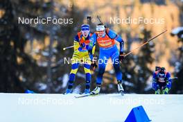 14.01.2022, Ruhpolding, Germany (GER): Mona Brorsson (SWE), Justine Braisaz-Bouchet (FRA), (l-r) - IBU World Cup Biathlon, relay women, Ruhpolding (GER). www.nordicfocus.com. © Manzoni/NordicFocus. Every downloaded picture is fee-liable.