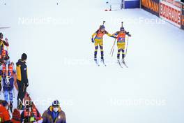 14.01.2022, Ruhpolding, Germany (GER): Mona Brorsson (SWE), Anna Magnusson (SWE), (l-r) - IBU World Cup Biathlon, relay women, Ruhpolding (GER). www.nordicfocus.com. © Manzoni/NordicFocus. Every downloaded picture is fee-liable.