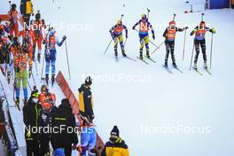 14.01.2022, Ruhpolding, Germany (GER): Anastasiya Merkushyna (UKR), Valentina Semerenko (UKR), Franziska Hildebrand (GER), Denise Herrmann (GER), (l-r) - IBU World Cup Biathlon, relay women, Ruhpolding (GER). www.nordicfocus.com. © Manzoni/NordicFocus. Every downloaded picture is fee-liable.
