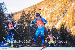 14.01.2022, Ruhpolding, Germany (GER): Regina Oja (EST), Anais Chevalier-Bouchet (FRA), (l-r) - IBU World Cup Biathlon, relay women, Ruhpolding (GER). www.nordicfocus.com. © Manzoni/NordicFocus. Every downloaded picture is fee-liable.