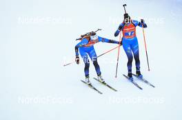 14.01.2022, Ruhpolding, Germany (GER): Justine Braisaz-Bouchet (FRA), Julia Simon (FRA), (l-r) - IBU World Cup Biathlon, relay women, Ruhpolding (GER). www.nordicfocus.com. © Manzoni/NordicFocus. Every downloaded picture is fee-liable.