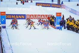 14.01.2022, Ruhpolding, Germany (GER): Event Feature: Track atmosphere: start of womenÕs race- IBU World Cup Biathlon, relay women, Ruhpolding (GER). www.nordicfocus.com. © Manzoni/NordicFocus. Every downloaded picture is fee-liable.