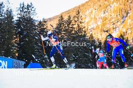 14.01.2022, Ruhpolding, Germany (GER): Susan Dunklee (USA), Natalia Ushkina (ROU), (l-r) - IBU World Cup Biathlon, relay women, Ruhpolding (GER). www.nordicfocus.com. © Manzoni/NordicFocus. Every downloaded picture is fee-liable.