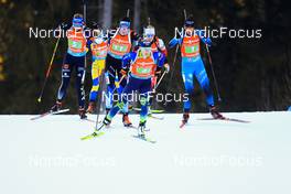 14.01.2022, Ruhpolding, Germany (GER): Vanessa Hinz (GER), Tuuli Tomingas (EST), Dzinara Alimbekava (BLR), Chloe Chevalier (FRA), (l-r) - IBU World Cup Biathlon, relay women, Ruhpolding (GER). www.nordicfocus.com. © Manzoni/NordicFocus. Every downloaded picture is fee-liable.