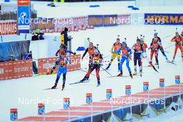 14.01.2022, Ruhpolding, Germany (GER): Iryna Leshchanka (BLR), Anais Chevalier-Bouchet (FRA), Vanessa Voigt (GER), Marte Olsbu Roeiseland (NOR), Lisa Vittozzi (ITA), Susan Dunklee (USA), (l-r) - IBU World Cup Biathlon, relay women, Ruhpolding (GER). www.nordicfocus.com. © Manzoni/NordicFocus. Every downloaded picture is fee-liable.