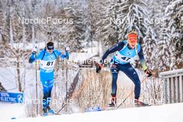 13.01.2022, Ruhpolding, Germany (GER): Roman Rees (GER), Eric Perrot (FRA), (l-r) - IBU World Cup Biathlon, sprint men, Ruhpolding (GER). www.nordicfocus.com. © Manzoni/NordicFocus. Every downloaded picture is fee-liable.