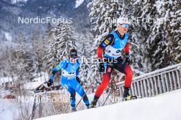 13.01.2022, Ruhpolding, Germany (GER): Haavard Gutuboe Bogetveit (NOR), Antonin Guigonnat (FRA), (l-r) - IBU World Cup Biathlon, sprint men, Ruhpolding (GER). www.nordicfocus.com. © Manzoni/NordicFocus. Every downloaded picture is fee-liable.