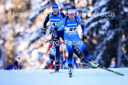 12.01.2022, Ruhpolding, Germany (GER): Vanessa Hinz (GER), Justine Braisaz-Bouchet (FRA), (l-r) - IBU World Cup Biathlon, sprint women, Ruhpolding (GER). www.nordicfocus.com. © Manzoni/NordicFocus. Every downloaded picture is fee-liable.
