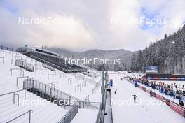 11.01.2022, Ruhpolding, Germany (GER): Event Feature: View over the empty grand stand - IBU World Cup Biathlon, training, Ruhpolding (GER). www.nordicfocus.com. © Manzoni/NordicFocus. Every downloaded picture is fee-liable.