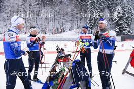 11.01.2022, Ruhpolding, Germany (GER): Tero Seppala (FIN), Heikki Laitinen (FIN), Jaakko Ranta (FIN), Olli Hiidensalo (FIN), (l-r) - IBU World Cup Biathlon, training, Ruhpolding (GER). www.nordicfocus.com. © Manzoni/NordicFocus. Every downloaded picture is fee-liable.