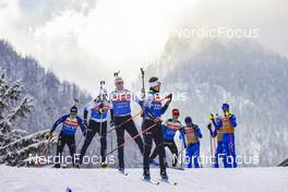 11.01.2022, Ruhpolding, Germany (GER): Olli Hiidensalo (FIN), Tero Seppala (FIN), Heikki Laitinen (FIN) (l-r) - IBU World Cup Biathlon, training, Ruhpolding (GER). www.nordicfocus.com. © Manzoni/NordicFocus. Every downloaded picture is fee-liable.