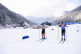 11.01.2022, Ruhpolding, Germany (GER): Cesar Beauvais (BEL), Rene Zahkna (EST), (l-r) - IBU World Cup Biathlon, training, Ruhpolding (GER). www.nordicfocus.com. © Manzoni/NordicFocus. Every downloaded picture is fee-liable.