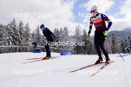 11.01.2022, Ruhpolding, Germany (GER): Hanna Sola (BLR), Darya Blashko (UKR), (l-r) - IBU World Cup Biathlon, training, Ruhpolding (GER). www.nordicfocus.com. © Manzoni/NordicFocus. Every downloaded picture is fee-liable.