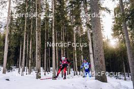 20.01.2022, Antholz, Italy (ITA): Sturla Holm Laegreid (NOR), Niklas Hartweg (SUI), (l-r) - IBU World Cup Biathlon, individual men, Antholz (ITA). www.nordicfocus.com. © Thibaut/NordicFocus. Every downloaded picture is fee-liable.