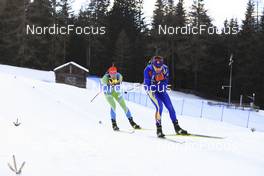 20.01.2022, Antholz, Italy (ITA): Rok Trsan (SLO), George Buta (ROU), (l-r) - IBU World Cup Biathlon, individual men, Antholz (ITA). www.nordicfocus.com. © Manzoni/NordicFocus. Every downloaded picture is fee-liable.