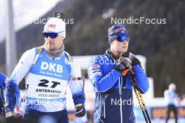 20.01.2022, Antholz, Italy (ITA): Olli Hiidensalo (FIN), Tuomas Harjula (FIN), (l-r) - IBU World Cup Biathlon, individual men, Antholz (ITA). www.nordicfocus.com. © Manzoni/NordicFocus. Every downloaded picture is fee-liable.