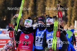 20.01.2022, Antholz, Italy (ITA): Sturla Holm Laegreid (NOR), Tarjei Boe (NOR), Johannes Thingnes Boe (NOR), (l-r) - IBU World Cup Biathlon, individual men, Antholz (ITA). www.nordicfocus.com. © Manzoni/NordicFocus. Every downloaded picture is fee-liable.