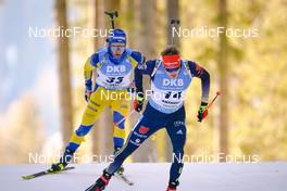20.01.2022, Antholz, Italy (ITA): Malte Stefansson (SWE), Benedikt Doll (GER), (l-r) - IBU World Cup Biathlon, individual men, Antholz (ITA). www.nordicfocus.com. © Manzoni/NordicFocus. Every downloaded picture is fee-liable.