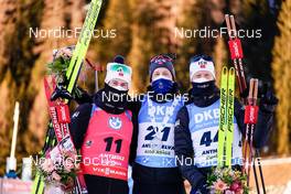 20.01.2022, Antholz, Italy (ITA): Sturla Holm Laegreid (NOR), Tarjei Boe (NOR), Johannes Thingnes Boe (NOR), (l-r) - IBU World Cup Biathlon, individual men, Antholz (ITA). www.nordicfocus.com. © Thibaut/NordicFocus. Every downloaded picture is fee-liable.