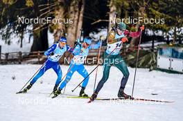 22.01.2022, Antholz, Italy (ITA): Thomas Bormolini (ITA), Vytautas Strolia (LTU), Niklas Hartweg (SUI), (l-r) - IBU World Cup Biathlon, mass men, Antholz (ITA). www.nordicfocus.com. © Thibaut/NordicFocus. Every downloaded picture is fee-liable.