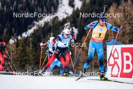 22.01.2022, Antholz, Italy (ITA): Quentin Fillon Maillet (FRA), Tarjei Boe (NOR), (l-r) - IBU World Cup Biathlon, mass men, Antholz (ITA). www.nordicfocus.com. © Thibaut/NordicFocus. Every downloaded picture is fee-liable.