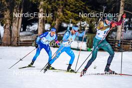 22.01.2022, Antholz, Italy (ITA): Thomas Bormolini (ITA), Vytautas Strolia (LTU), Niklas Hartweg (SUI), (l-r) - IBU World Cup Biathlon, mass men, Antholz (ITA). www.nordicfocus.com. © Thibaut/NordicFocus. Every downloaded picture is fee-liable.