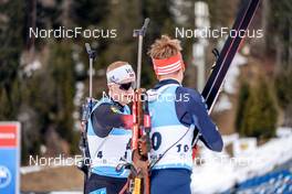 22.01.2022, Antholz, Italy (ITA): Johannes Thingnes Boe (NOR), Benedikt Doll (GER), (l-r) - IBU World Cup Biathlon, mass men, Antholz (ITA). www.nordicfocus.com. © Thibaut/NordicFocus. Every downloaded picture is fee-liable.