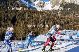 23.01.2022, Antholz, Italy (ITA): Mari Eder (FIN), Anais Bescond (FRA), Tiril Eckhoff (NOR), (l-r) - IBU World Cup Biathlon, mass women, Antholz (ITA). www.nordicfocus.com. © Thibaut/NordicFocus. Every downloaded picture is fee-liable.