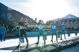 23.01.2022, Antholz, Italy (ITA): Tiril Eckhoff (NOR), Anais Chevalier-Bouchet (FRA), Justine Braisaz-Bouchet (FRA), (l-r) - IBU World Cup Biathlon, mass women, Antholz (ITA). www.nordicfocus.com. © Thibaut/NordicFocus. Every downloaded picture is fee-liable.