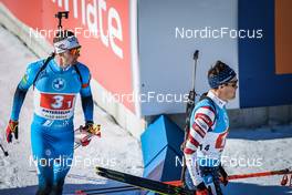 23.01.2022, Antholz, Italy (ITA): Fabien Claude (FRA), Leif Nordgren (USA), (l-r)  - IBU World Cup Biathlon, relay men, Antholz (ITA). www.nordicfocus.com. © Thibaut/NordicFocus. Every downloaded picture is fee-liable.