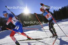 23.01.2022, Antholz, Italy (ITA): Anton Babikov (RUS), Roman Rees (GER), (l-r) - IBU World Cup Biathlon, relay men, Antholz (ITA). www.nordicfocus.com. © Manzoni/NordicFocus. Every downloaded picture is fee-liable.