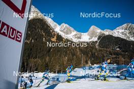 23.01.2022, Antholz, Italy (ITA): Rene Zahkna (EST), Mikita Labastau (BLR), Malte Stefansson (SWE), Bogdan Tsymbal (UKR), Thomas Bormolini (ITA), (l-r) - IBU World Cup Biathlon, relay men, Antholz (ITA). www.nordicfocus.com. © Thibaut/NordicFocus. Every downloaded picture is fee-liable.