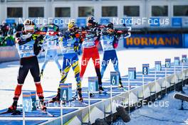 23.01.2022, Antholz, Italy (ITA): Scott Gow (CAN), Lukas Hofer (ITA), (l-r) - IBU World Cup Biathlon, relay men, Antholz (ITA). www.nordicfocus.com. © Thibaut/NordicFocus. Every downloaded picture is fee-liable.