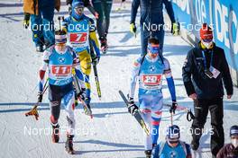 23.01.2022, Antholz, Italy (ITA): Mikulas Karlik (CZE), Michal Sima (SVK), (l-r)  - IBU World Cup Biathlon, relay men, Antholz (ITA). www.nordicfocus.com. © Thibaut/NordicFocus. Every downloaded picture is fee-liable.