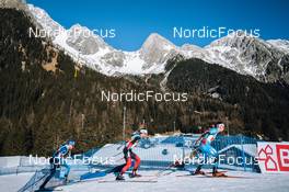 23.01.2022, Antholz, Italy (ITA): Sebastian Stalder (SUI), Sturla Holm Laegreid (NOR), Fabien Claude (FRA), (l-r) - IBU World Cup Biathlon, relay men, Antholz (ITA). www.nordicfocus.com. © Thibaut/NordicFocus. Every downloaded picture is fee-liable.