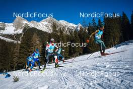 23.01.2022, Antholz, Italy (ITA): Asset Dyussenov (KAZ), Pavel Magazeev (MDA), Tsukasa Kobonoki (JPN), Paul Schommer (USA), Vytautas Strolia (LTU), (l-r) - IBU World Cup Biathlon, relay men, Antholz (ITA). www.nordicfocus.com. © Thibaut/NordicFocus. Every downloaded picture is fee-liable.