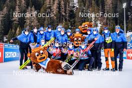 22.01.2022, Antholz, Italy (ITA): Chloe Chevalier (FRA), Justine Braisaz-Bouchet (FRA), Paula Botet (FRA), Anais Bescond (FRA), (l-r) - IBU World Cup Biathlon, relay women, Antholz (ITA). www.nordicfocus.com. © Thibaut/NordicFocus. Every downloaded picture is fee-liable.