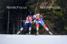 22.01.2022, Antholz, Italy (ITA): Uliana Nigmatullina (RUS), Joanne Reid (USA), (l-r) - IBU World Cup Biathlon, relay women, Antholz (ITA). www.nordicfocus.com. © Thibaut/NordicFocus. Every downloaded picture is fee-liable.