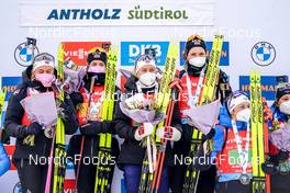 22.01.2022, Antholz, Italy (ITA): Karoline Offigstad Knotten (NOR), Tiril Eckhoff (NOR), Ida Lien (NOR), Ingrid Landmark Tandrevold (NOR), (l-r) - IBU World Cup Biathlon, relay women, Antholz (ITA). www.nordicfocus.com. © Thibaut/NordicFocus. Every downloaded picture is fee-liable.