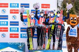 22.01.2022, Antholz, Italy (ITA): Justine Braisaz-Bouchet (FRA), Chloe Chevalier (FRA), Paula Botet (FRA), Anais Bescond (FRA), (l-r) - IBU World Cup Biathlon, relay women, Antholz (ITA). www.nordicfocus.com. © Thibaut/NordicFocus. Every downloaded picture is fee-liable.