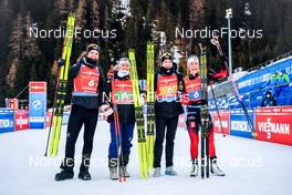 22.01.2022, Antholz, Italy (ITA): Karoline Offigstad Knotten (NOR), Tiril Eckhoff (NOR), Ida Lien (NOR), Ingrid Landmark Tandrevold (NOR), (l-r) - IBU World Cup Biathlon, relay women, Antholz (ITA). www.nordicfocus.com. © Thibaut/NordicFocus. Every downloaded picture is fee-liable.