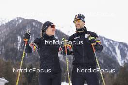22.01.2022, Antholz, Italy (ITA): Lotte Lie (BEL), Cesar Beauvais (BEL), (l-r) - IBU World Cup Biathlon, training, Antholz (ITA). www.nordicfocus.com. © Manzoni/NordicFocus. Every downloaded picture is fee-liable.