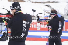 22.01.2022, Antholz, Italy (ITA): Tom Lahaye-Goffart (BEL), Cesar Beauvais (BEL), (l-r) - IBU World Cup Biathlon, training, Antholz (ITA). www.nordicfocus.com. © Manzoni/NordicFocus. Every downloaded picture is fee-liable.