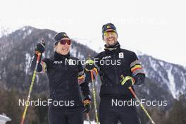 22.01.2022, Antholz, Italy (ITA): Lotte Lie (BEL), Cesar Beauvais (BEL), (l-r) - IBU World Cup Biathlon, training, Antholz (ITA). www.nordicfocus.com. © Manzoni/NordicFocus. Every downloaded picture is fee-liable.