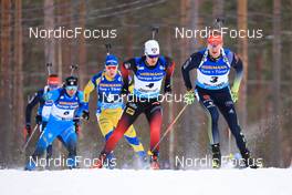 06.03.2022, Kontiolahti, Finland (FIN): Sebastian Samuelsson (SWE), Sivert Guttorm Bakken (NOR), Johannes Kuehn (GER), (l-r) - IBU World Cup Biathlon, pursuit men, Kontiolahti (FIN). www.nordicfocus.com. © Manzoni/NordicFocus. Every downloaded picture is fee-liable.
