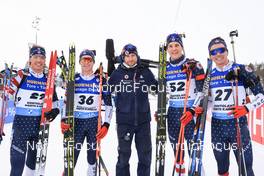 06.03.2022, Kontiolahti, Finland (FIN): Paul Schommer (USA), Sean Doherty (USA), Leif Nordgren (USA), Jake Brown (USA), (l-r) - IBU World Cup Biathlon, pursuit men, Kontiolahti (FIN). www.nordicfocus.com. © Manzoni/NordicFocus. Every downloaded picture is fee-liable.