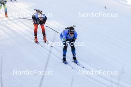 04.03.2022, Kontiolahti, Finland (FIN): Antonin Guigonnat (FRA), Sivert Guttorm Bakken (NOR), (l-r) - IBU World Cup Biathlon, relay men, Kontiolahti (FIN). www.nordicfocus.com. © Manzoni/NordicFocus. Every downloaded picture is fee-liable.