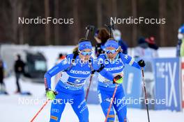 03.03.2022, Kontiolahti, Finland (FIN): Lisa Vittozzi (ITA), Federica Sanfilippo (ITA), (l-r) - IBU World Cup Biathlon, relay women, Kontiolahti (FIN). www.nordicfocus.com. © Manzoni/NordicFocus. Every downloaded picture is fee-liable.