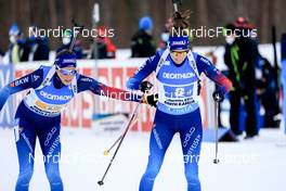 03.03.2022, Kontiolahti, Finland (FIN): Aita Gasparin (SUI), Selina Gasparin (SUI), (l-r) - IBU World Cup Biathlon, relay women, Kontiolahti (FIN). www.nordicfocus.com. © Manzoni/NordicFocus. Every downloaded picture is fee-liable.